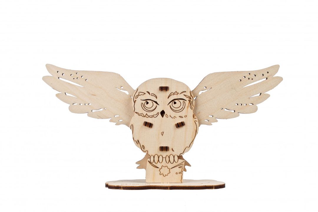 Ugears Hedwig Owl Wooden 3D-Puzzle Coloring Model - 9 Pieces