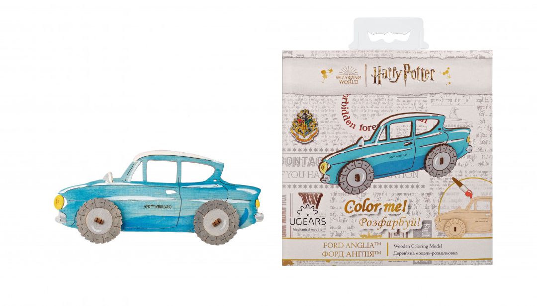 Ugears Ford Anglia Wooden 3D-Puzzle Coloring Model - 7 Pieces